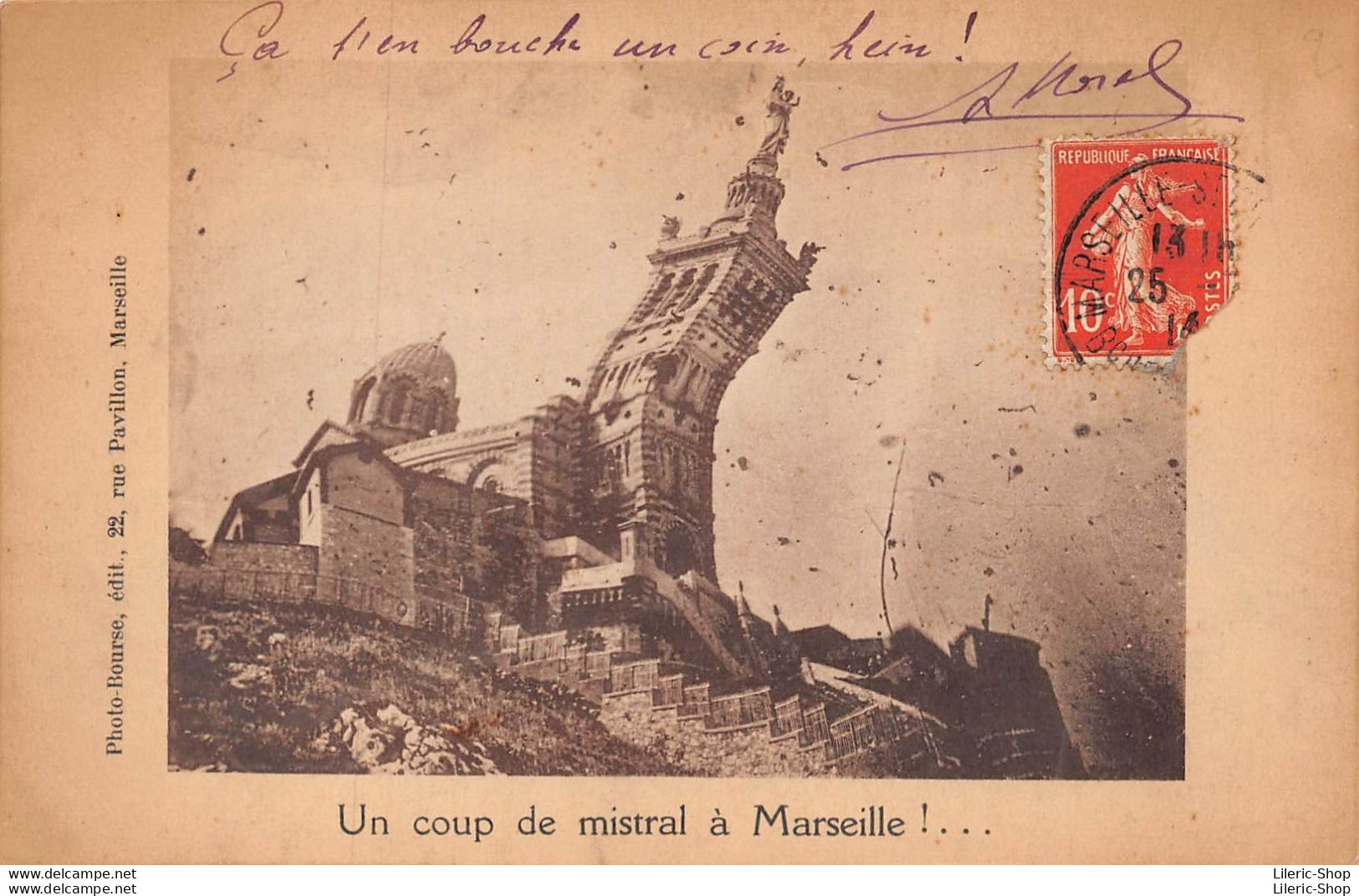 [13] SURREALISME UN COUP DE MISTRAL SUR NOTRE-DAME-DE-LA-GARDE MONTAGE PHOTO SURREALISTE CPA 1914 ♥♥♥ - Notre-Dame De La Garde, Lift