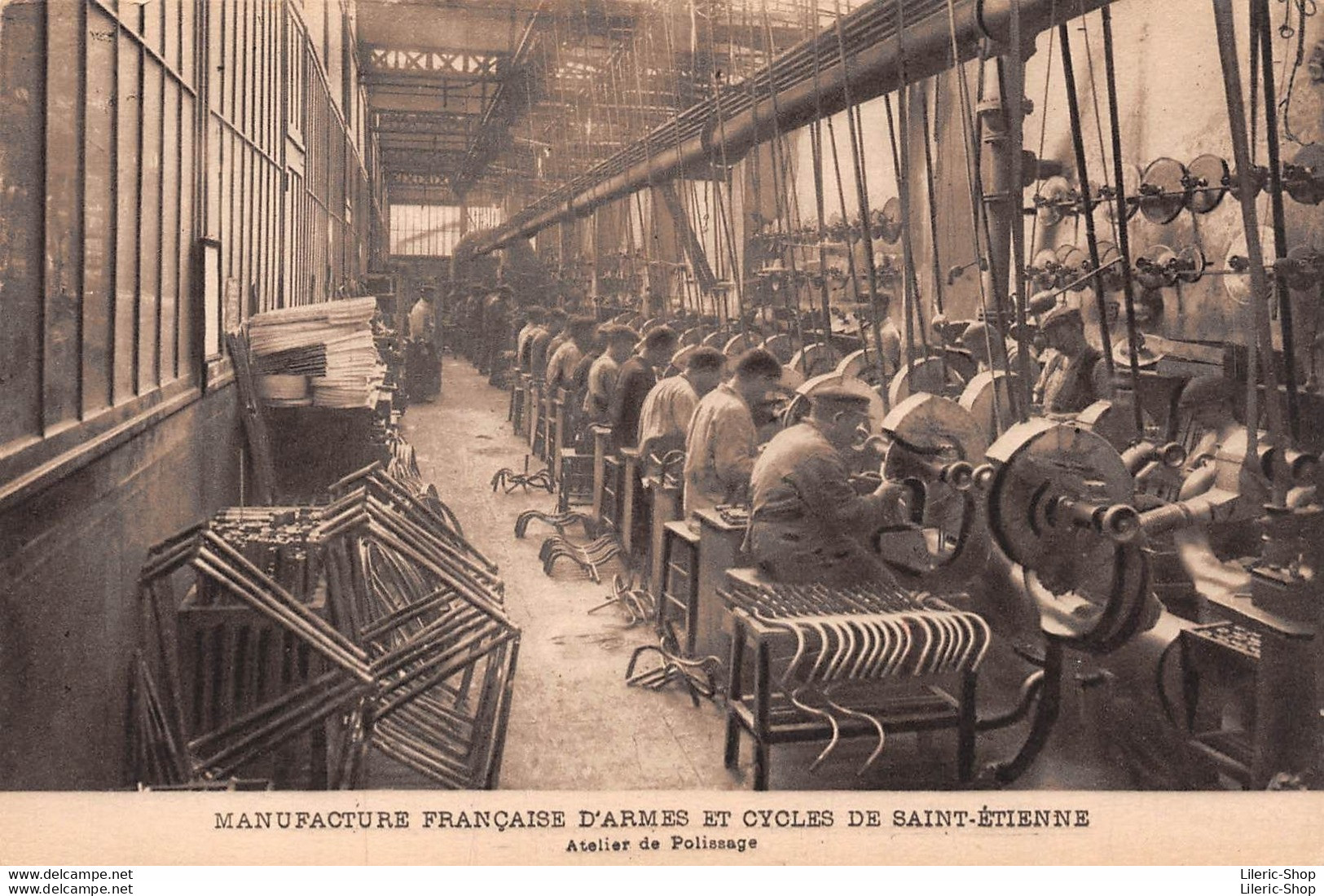 CPA PUBLICITAIRE MANUFACTURE FRANCAISE D'ARMES ET CYCLES - ATELIER DE POLISSAGE # MANUFRANCE # CPA - Saint Etienne