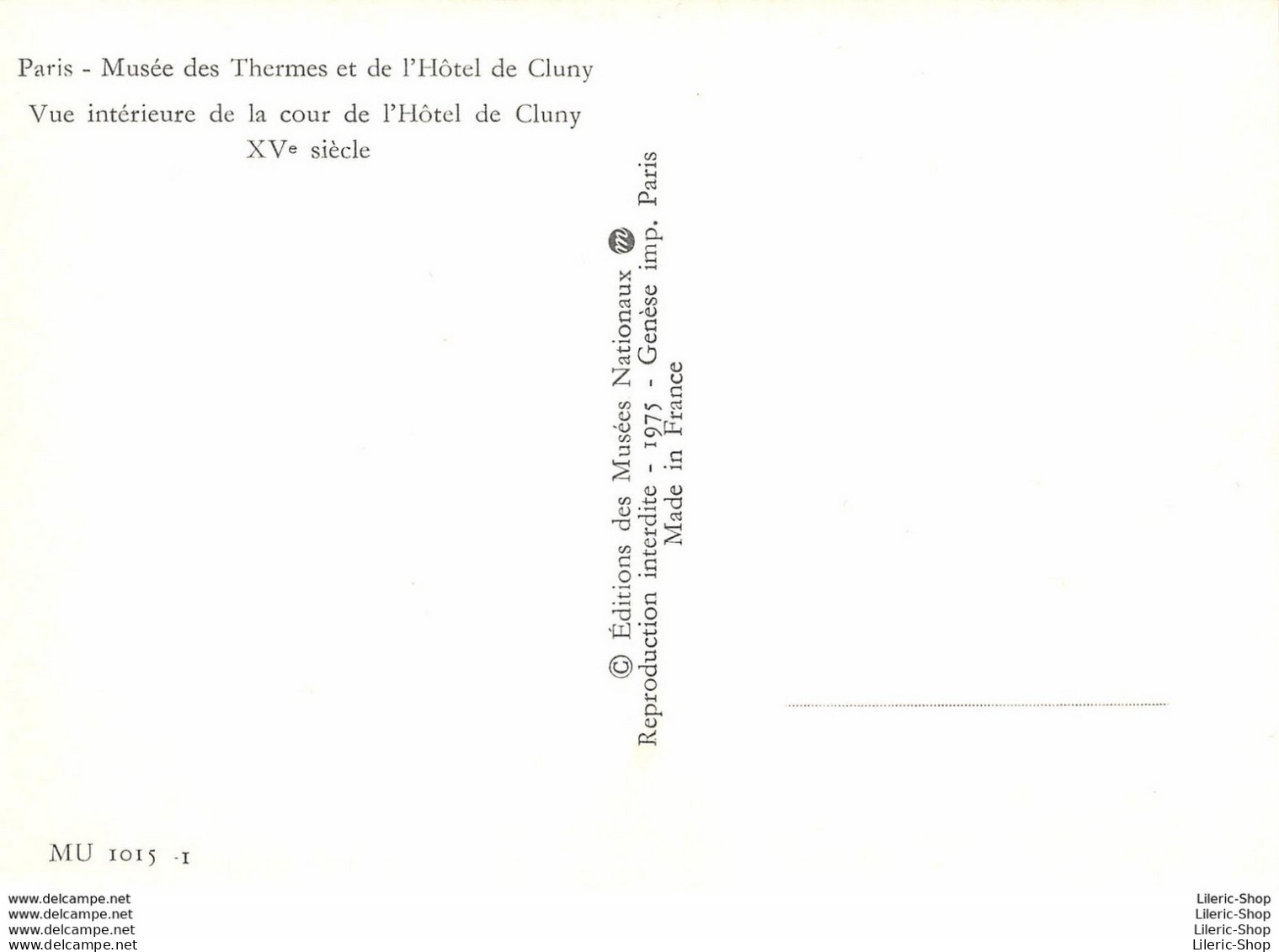 [75] PARIS - MUSÉE DES THERMES ET DE L'HÔTEL DE CLUNY -VUE INTÉRIEURE DE LA COUR - CPM ♥♥♥ - Musei