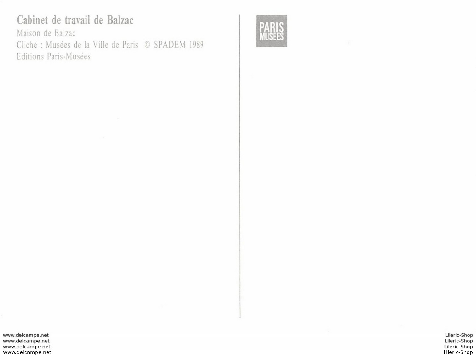 [75] MUSÉES DE LA VILLE DE PARIS -MAISON DE BALZAC-CABINET DE TRAVAIL DE BALZAC - CPM 1989 ♥♥♥ - Musées