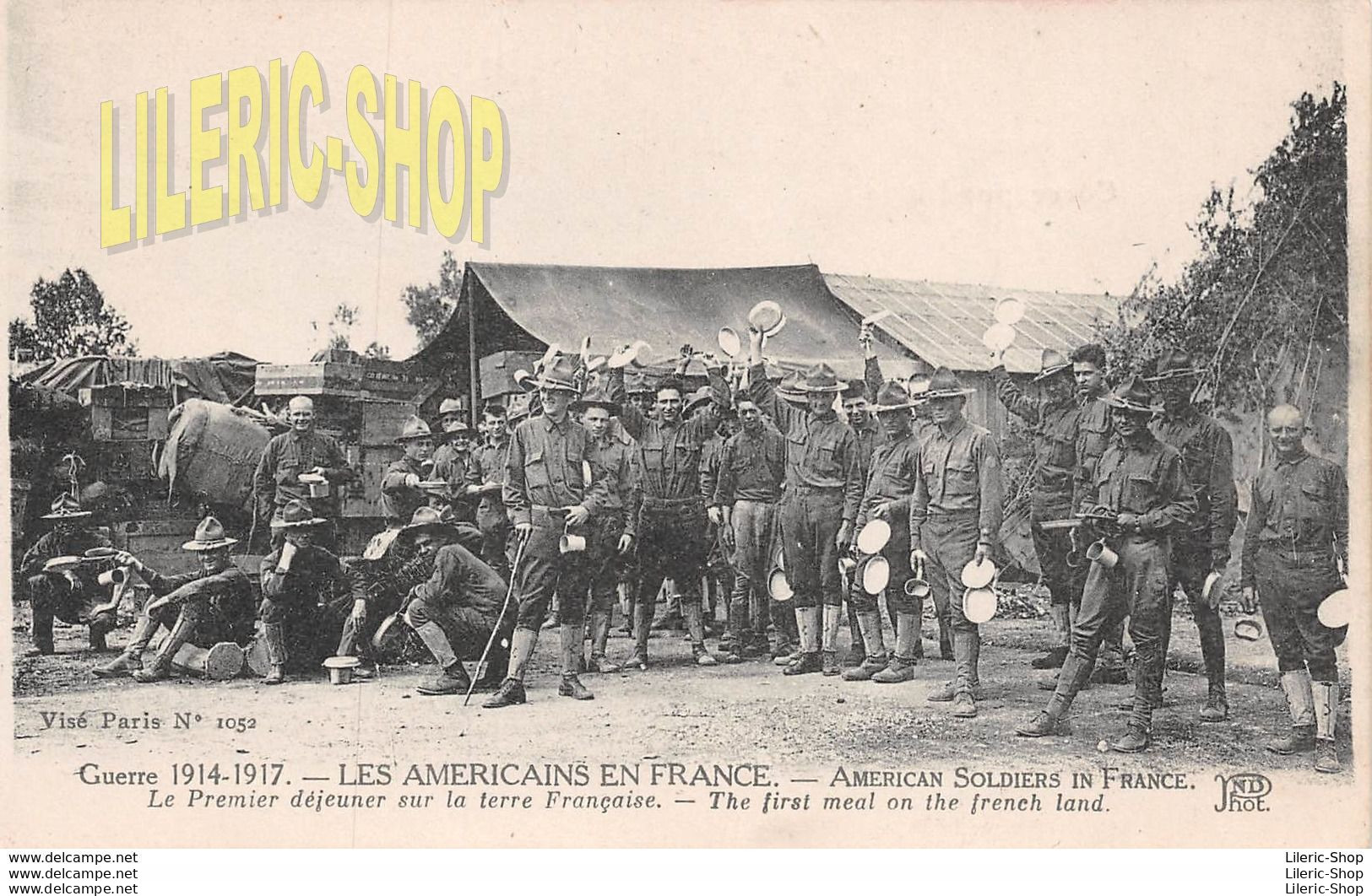 U.S.A - # MILITARIA # WW1 1914-1917 - AMERICAN SOLDIERS IN FRANCE - THE FIRST MEAL ON THE FRENCH LAND OLD POSTCARD ♥♥♥ - Other & Unclassified