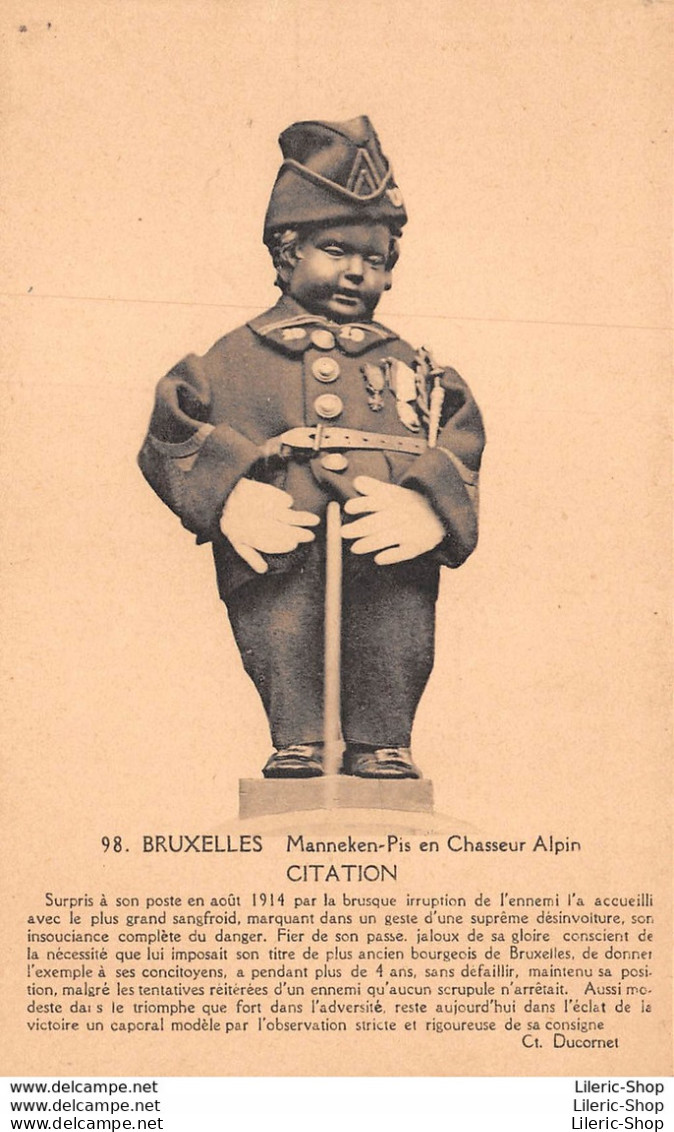 BELGIQUE BELGIË ►BRUXELLES►±1910►MANNEKEN-PIS EN CHASSEUR ALPIN►N°98►PHOTOTYPIE A. DOHMEN, BRUXELLES ♥♥♥ - Bauwerke, Gebäude