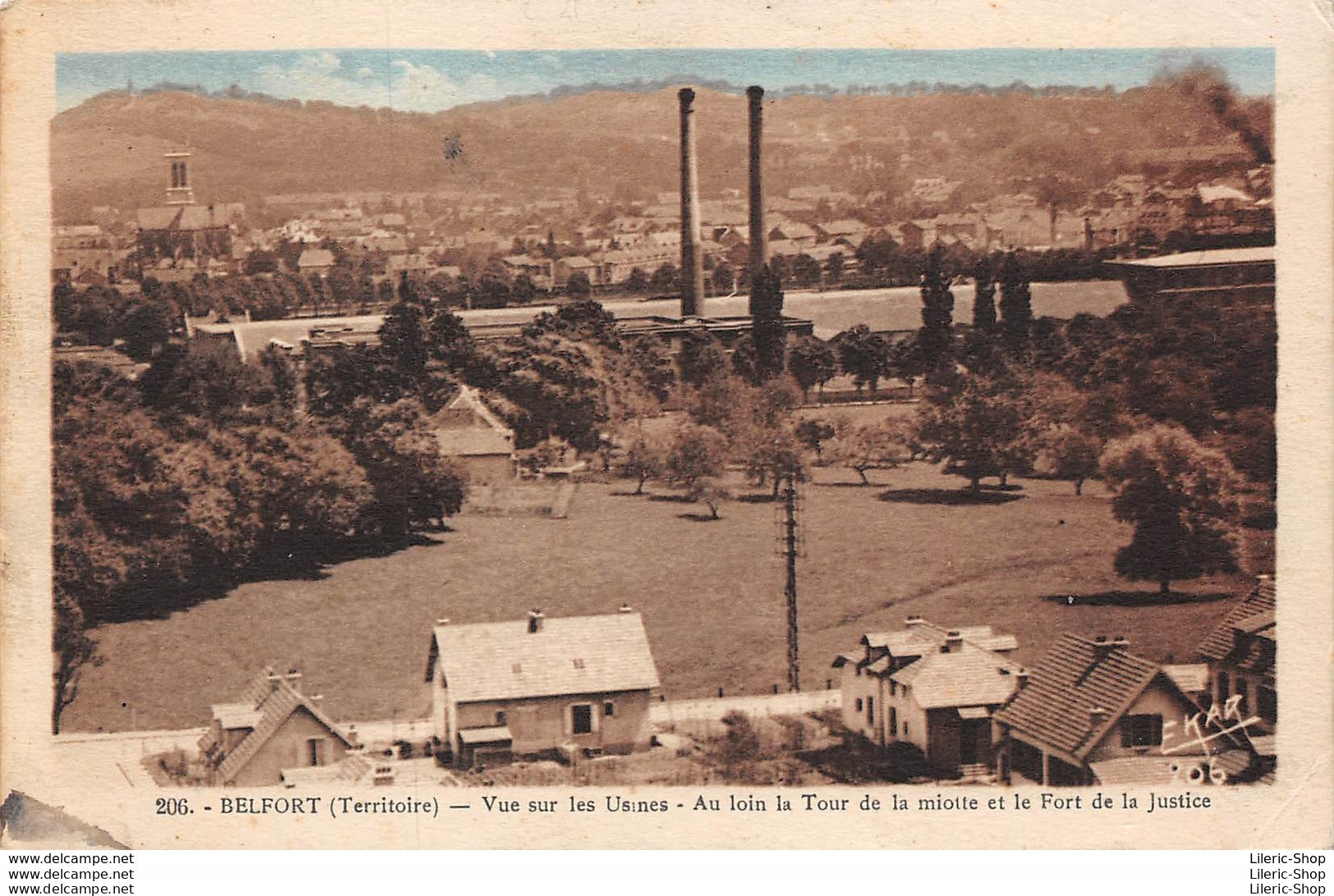 [90] BERLFORT VUE SUR LES USINES -AU LOIN LA TOUR DE LA MIOTTE -FORT DE LA JUSTICE - CPA 1939 ♣♣♣ - Belfort - Stadt