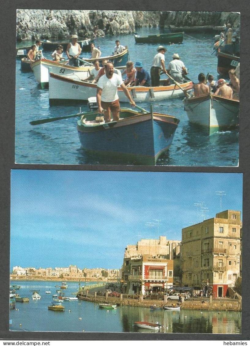 PASSANGER BOATS / St. JULIAN's SEAFRONT - 2 Postcards - MALTA - - Malte