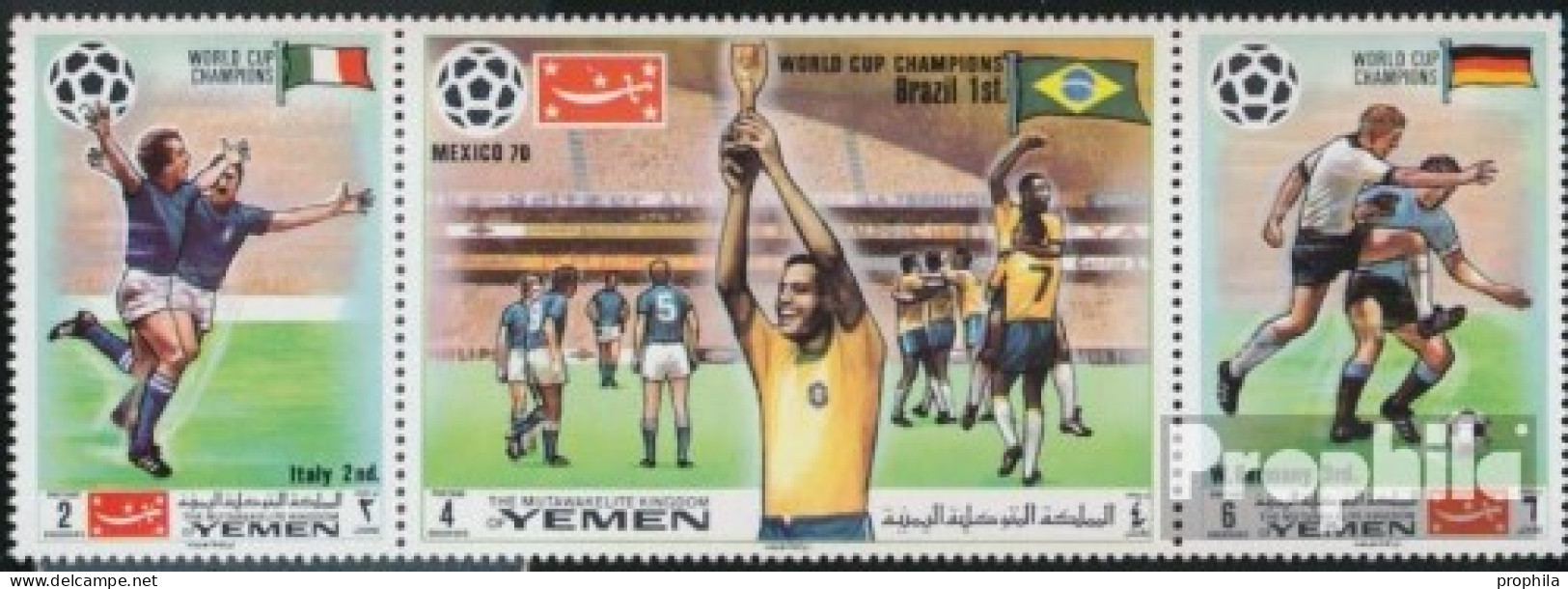 Jemen (Königreich) 1150-1152 Dreierstreifen (kompl.Ausg.) Postfrisch 1970 Sieger Fußball-WM 70, Mexiko - Yemen