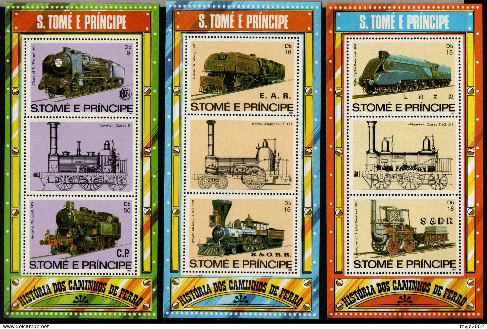 Sao Tome Und Principe 1982 - Mi.Nr. Block 114 - 116 - Postfrisch MNH - Eisenbahnen Railways Lokomotiven Locomotives - Trains