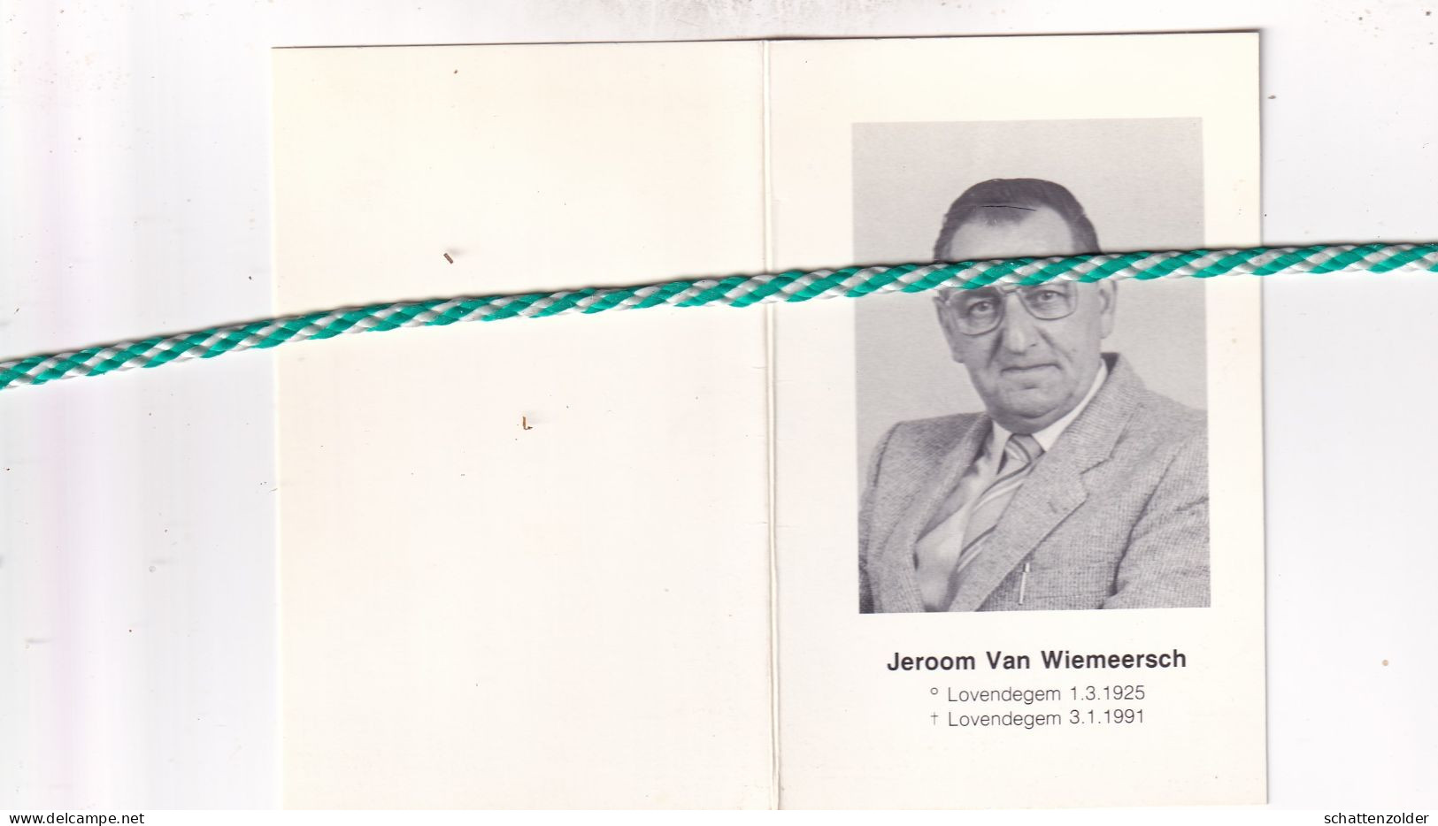 Jeroom Van Wiemeersch-Roegiers, Lovendegem 1925, 1991. Meester-Hoefsmid, Gemeenteraadslid. Foto - Overlijden