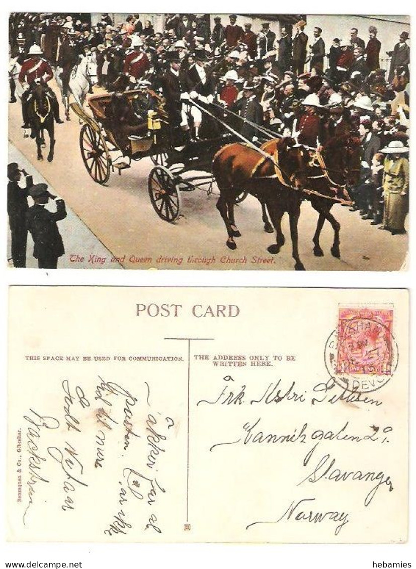 ENGLAND - THE KING AND QUEEN DRIVING THROUGH CHURCH STREET - From England To Norway 1913 - - Familles Royales