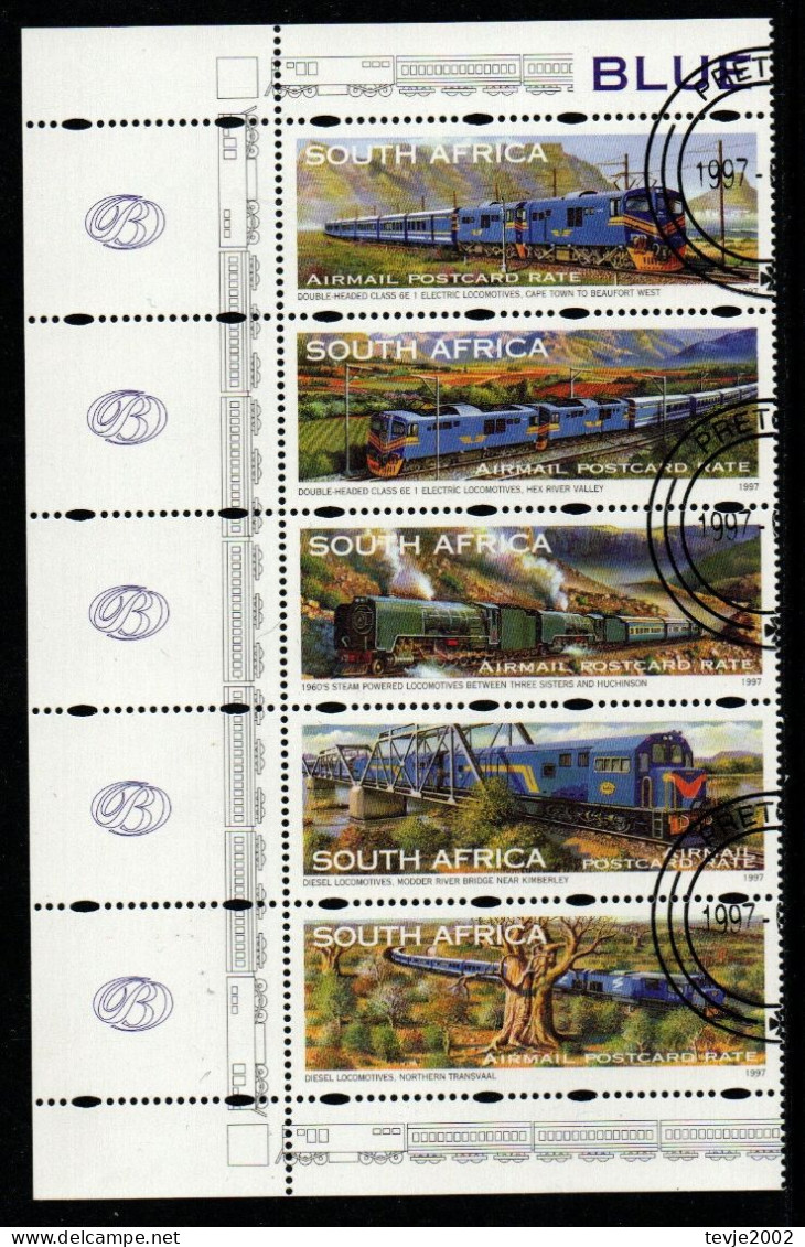 Südafrika RSA 1997 - Mi.Nr. 1074 - 1078 CS - Gestempelt Used - Eisenbahnen Railways - Trains