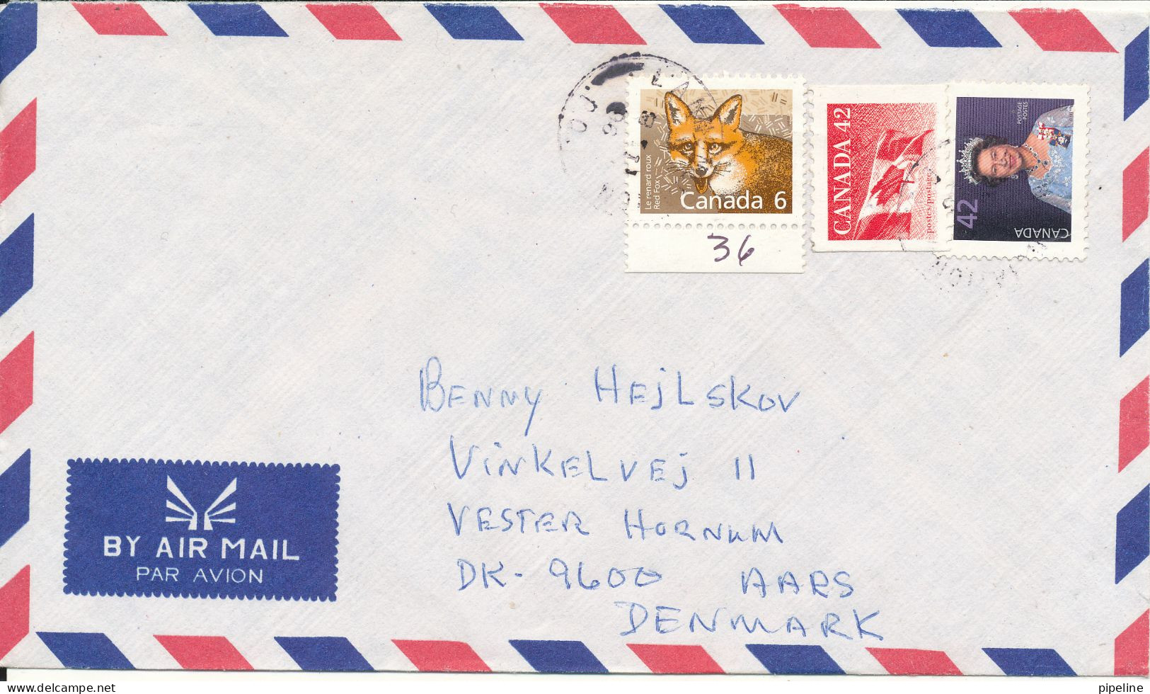 Canada Air Mail Cover Sent To Denmark 1996 - Airmail