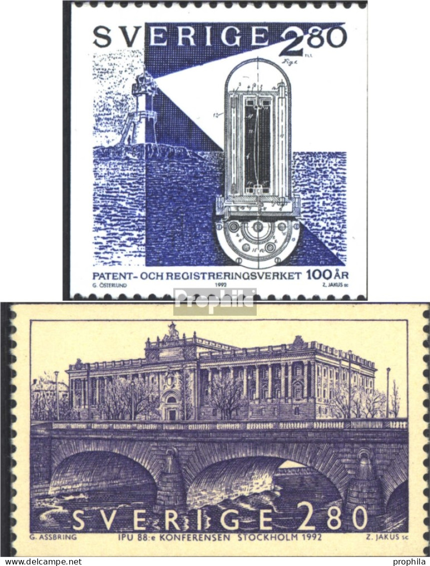 Schweden 1730,1731 (kompl.Ausg.) Postfrisch 1992 Patentamt, IPU - Neufs