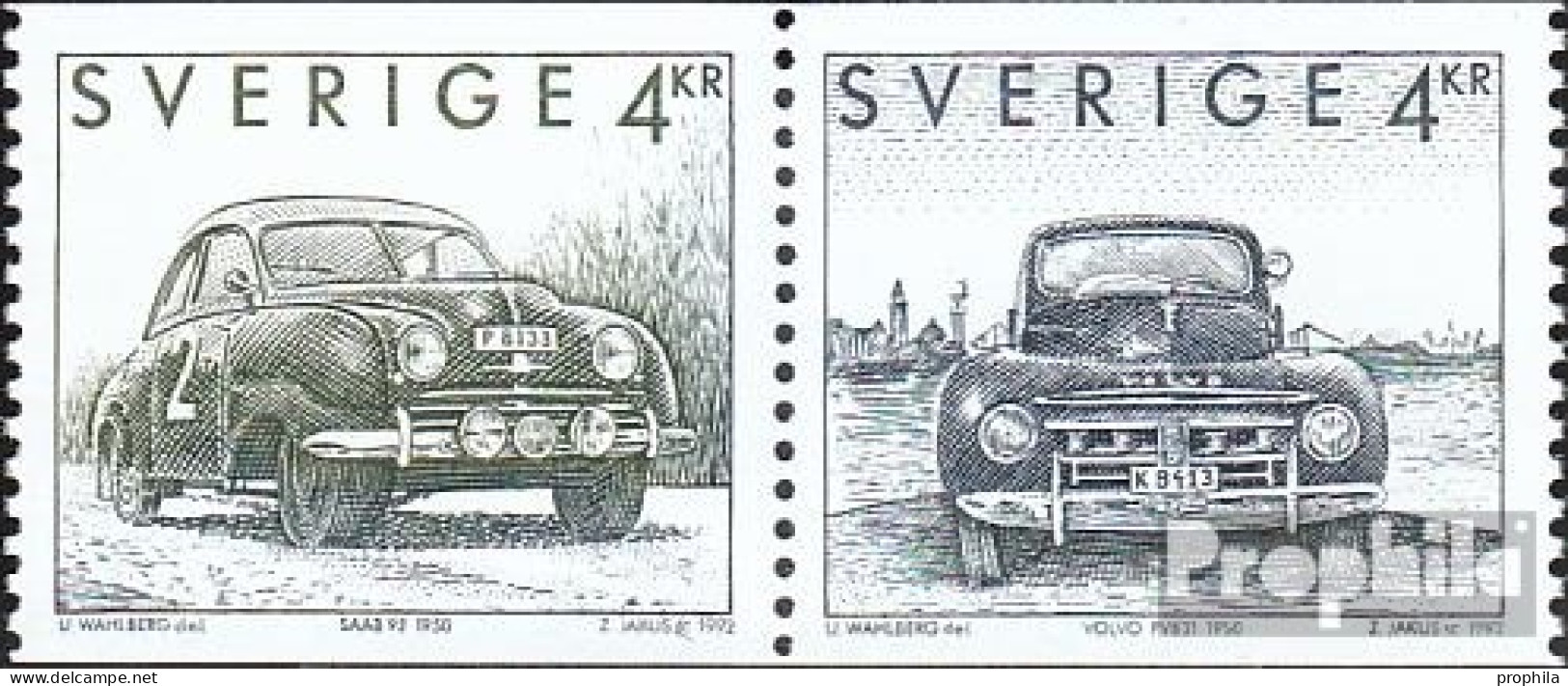 Schweden 1746-1747 Paar (kompl.Ausg.) Postfrisch 1992 Schwed. Automobile - Unused Stamps