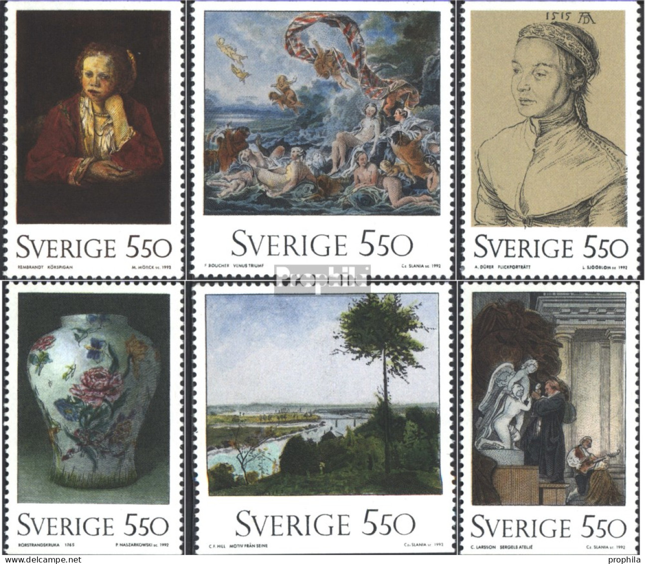 Schweden 1732-1737 (kompl.Ausg.) Postfrisch 1992 Kunstwerke - Neufs