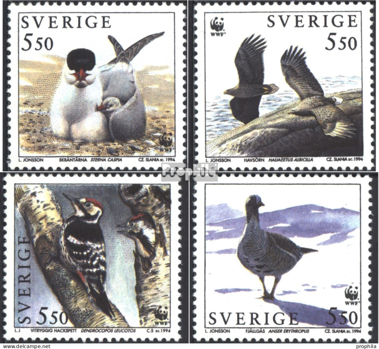 Schweden 1847-1850 (kompl.Ausg.) Postfrisch 1994 Naturschutz: Vögel - Unused Stamps