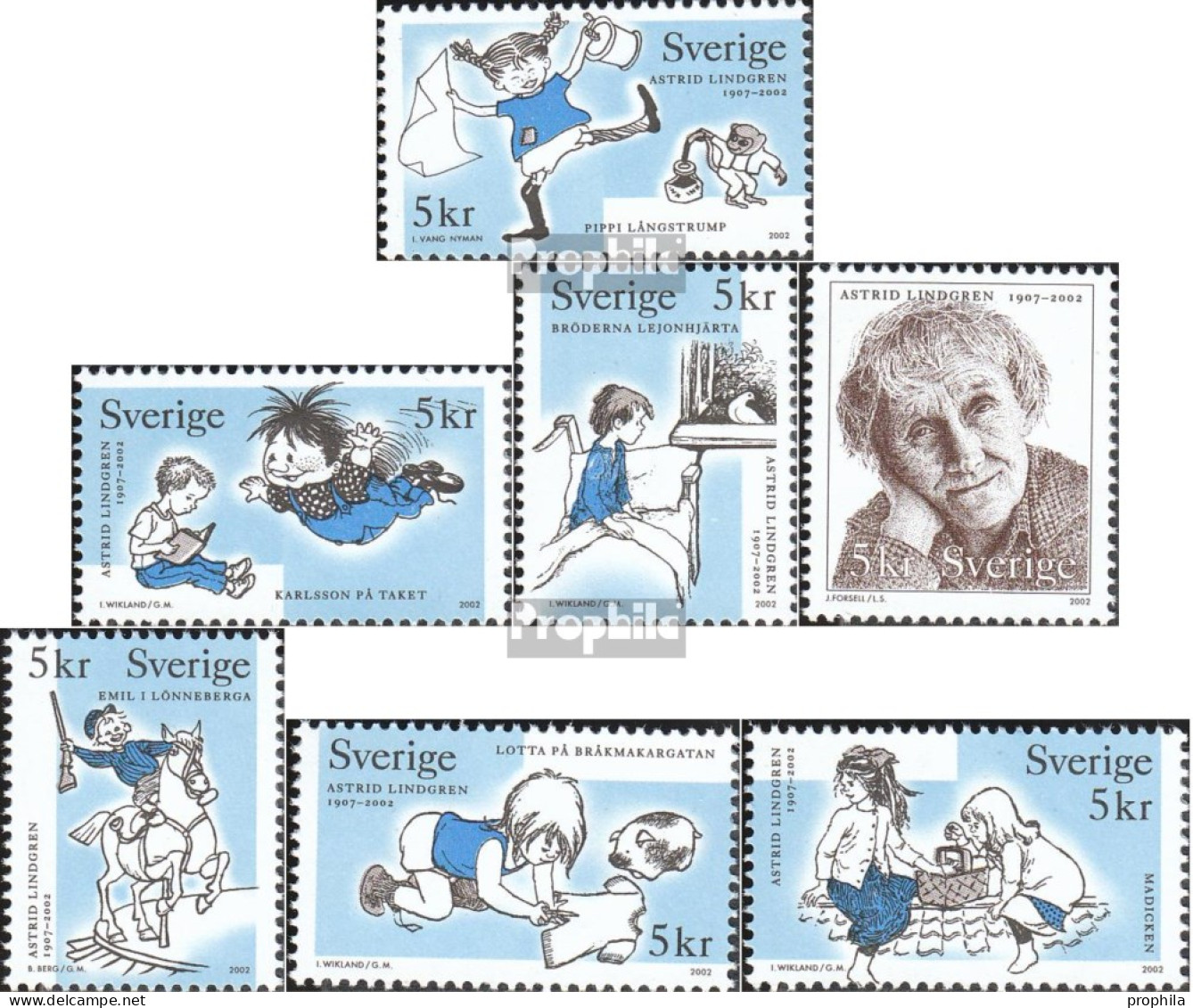 Schweden 2275-2281 (kompl.Ausg.) Postfrisch 2002 Asrid Lindgren - Unused Stamps