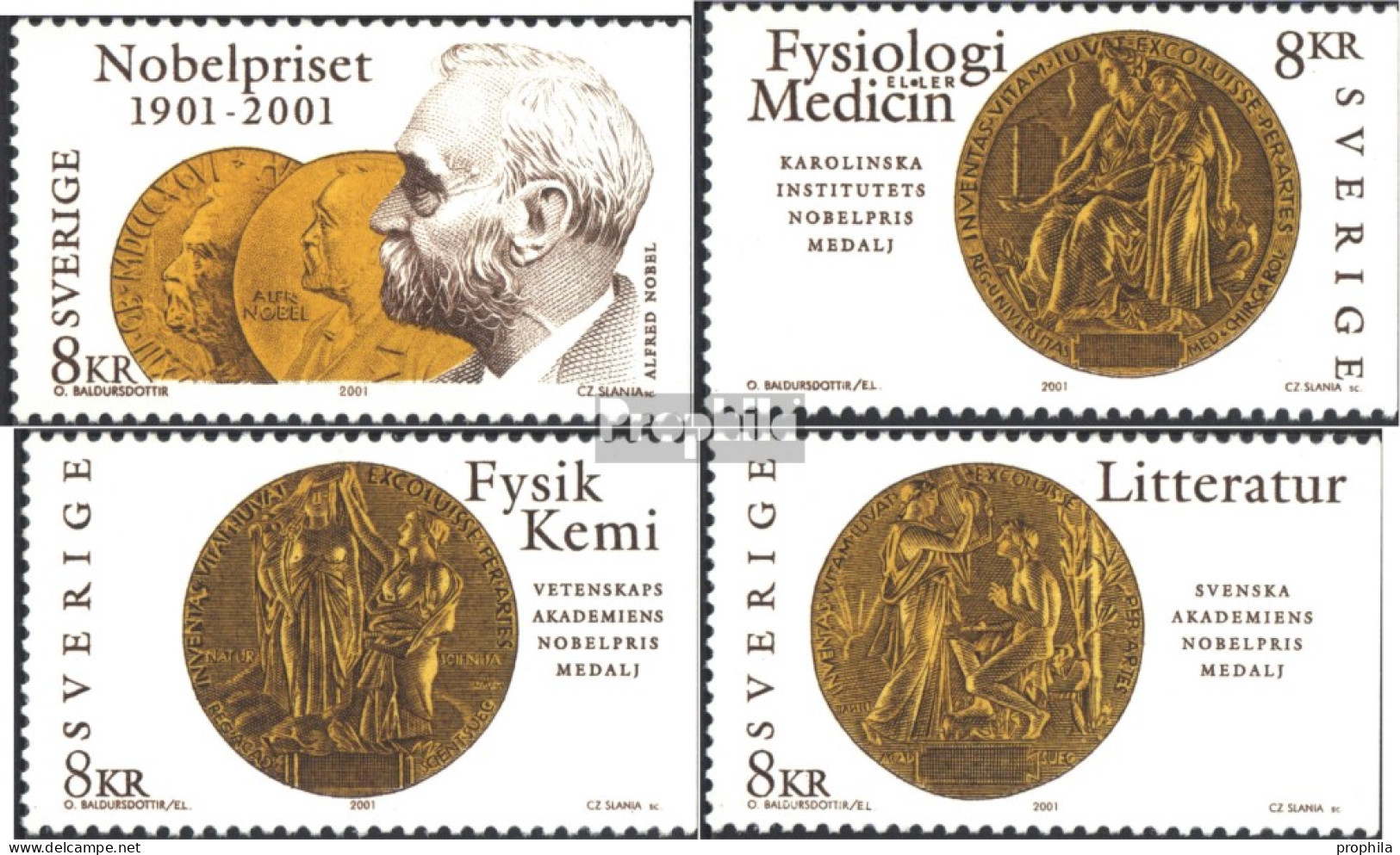 Schweden 2224-2227 (kompl.Ausg.) Postfrisch 2001 Nobelpreis - Ongebruikt