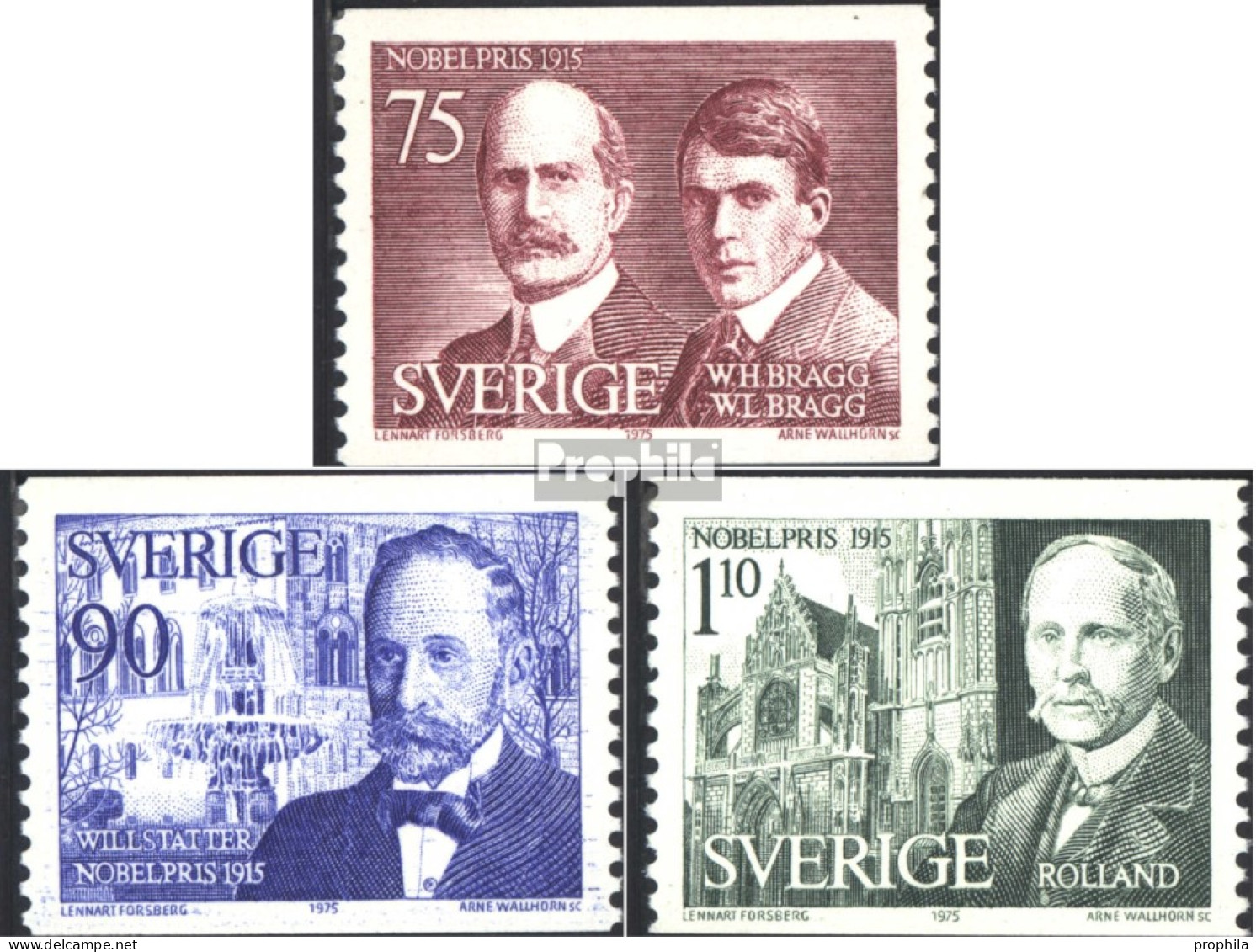 Schweden 932-934 (kompl.Ausg.) Postfrisch 1975 Nobelpreisträger - Unused Stamps