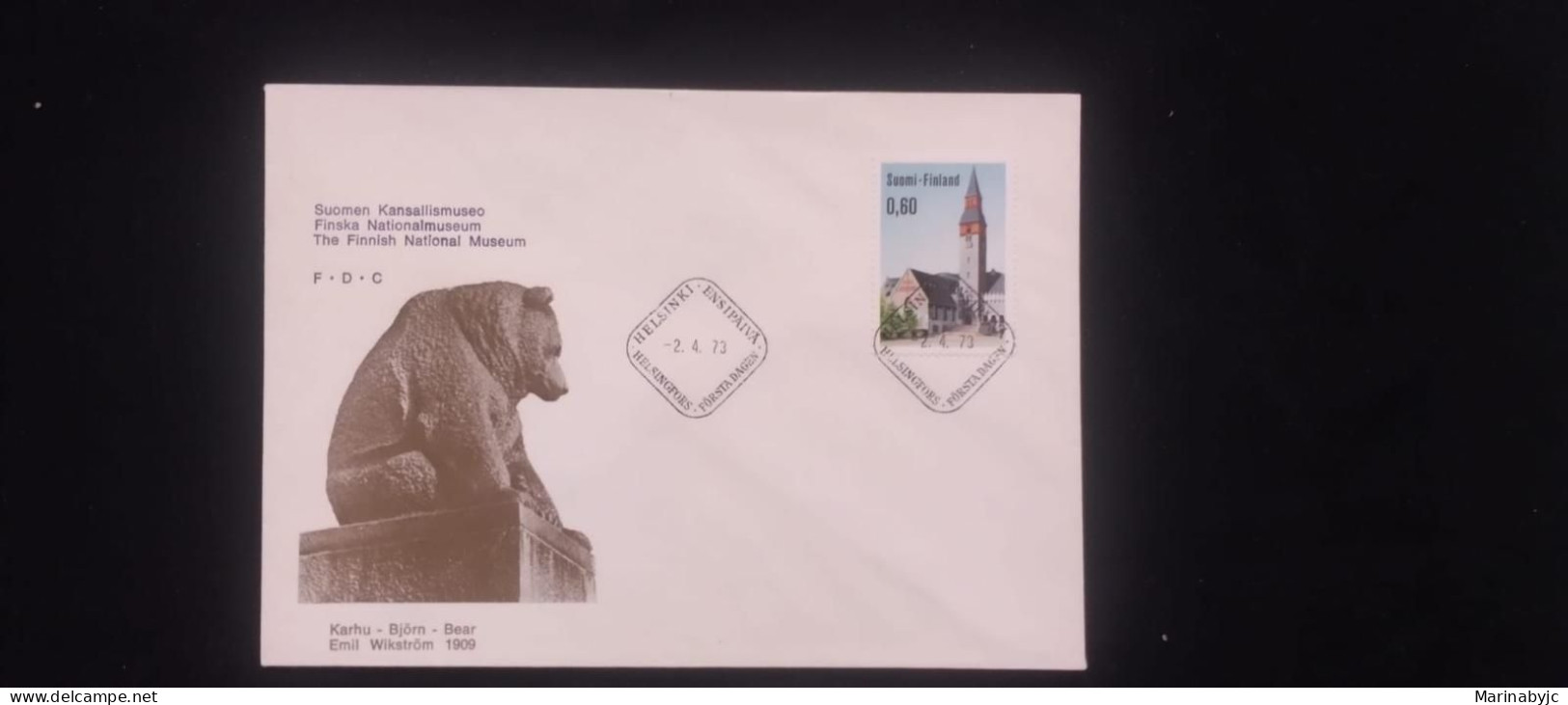 C) 1973. FINLAND. FDC. NATIONAL MUSEUM BEAR STATUE. XF - Autres & Non Classés