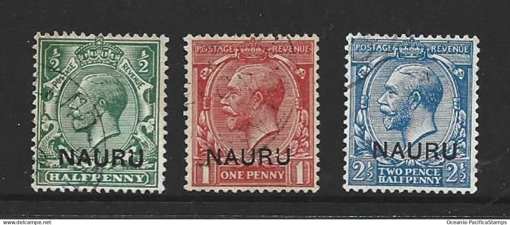 Nauru 1916 - 1931 Overprints At Base On KGV 1/2d , 1d & 2.5d FU - Nauru