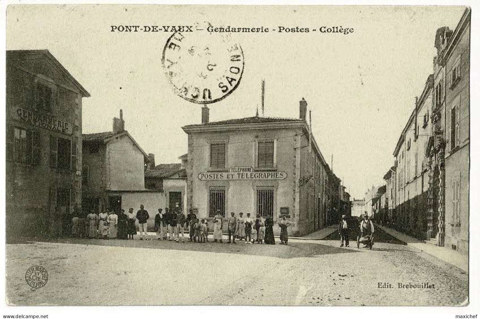 Pont De Vaux - Gendarmerie - Postes - Collège (belle Animation, Enfants, Boucher, Boulanger, Gendarmes) Circ 1910 - Pont-de-Vaux