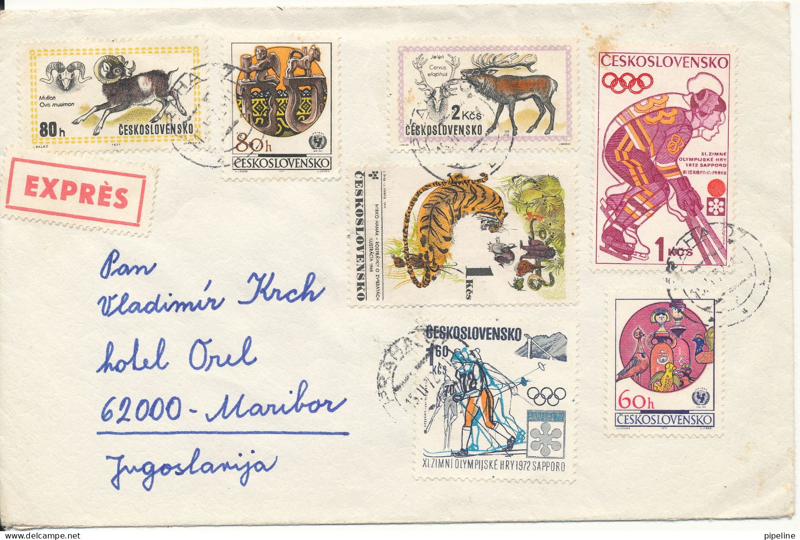 Czechoslovakia Cover Sent Express To Yugoslavia 15-2-1972 With More Topic Stamps - Briefe U. Dokumente