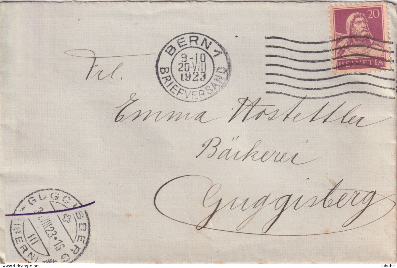 Brief  Bern - Guggisberg  (spezielle Flagge)         1923 - Storia Postale