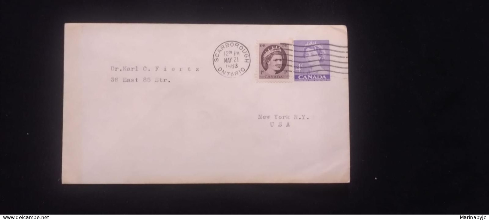 C) 1963. CANADA. AIRMAIL ENVELOPE SENT TO USA. DOUBLE STAMP XF - Sonstige & Ohne Zuordnung