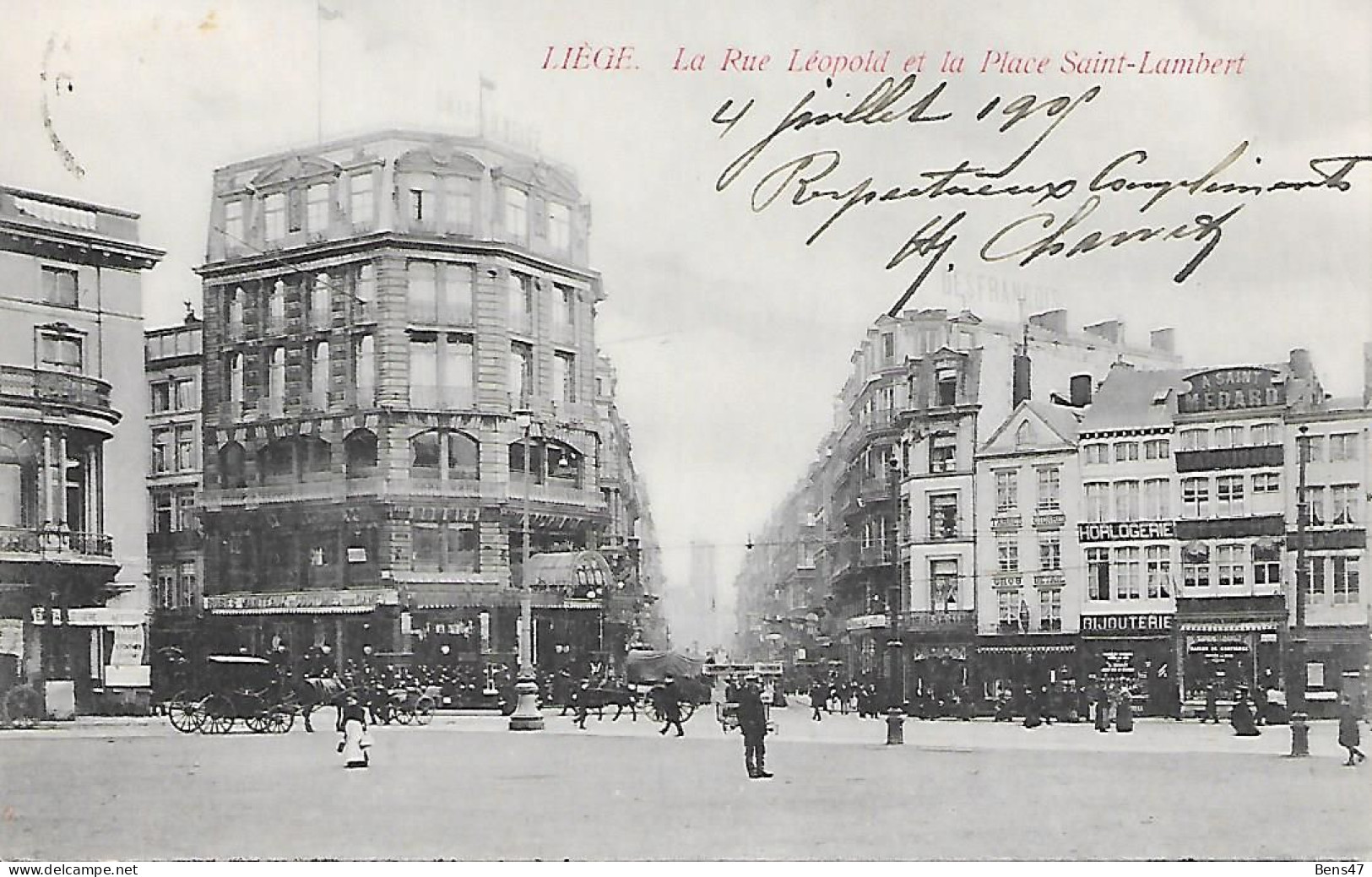 Liege La Rue Léopold Et La Place Saint-Lambert - Luik