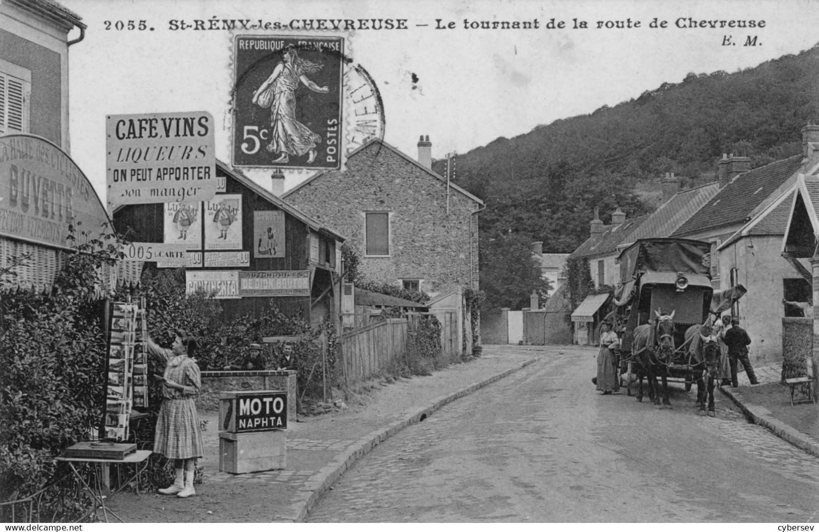 SAINT-REMY-les-CHEVREUSE - Le Tournant De La Route De Chevreuse - Buvette, La Halte Des Cyclistes - Attelage - Animé - St.-Rémy-lès-Chevreuse