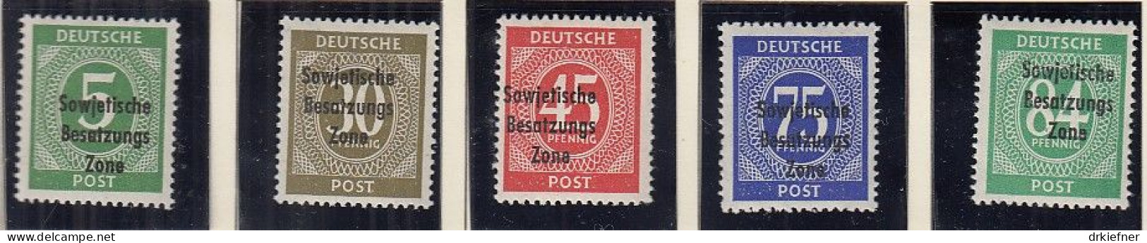 SBZ  207-211, Postfrisch **, Ziffer Mit Aufdruck, 1948 - Mint