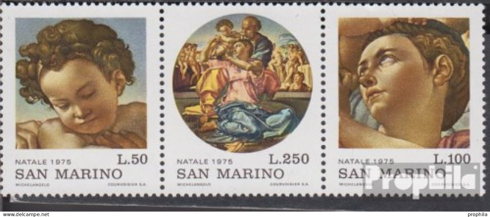 San Marino 1102-1104 Dreierstreifen (kompl.Ausg.) Postfrisch 1975 Weihnachten . - Unused Stamps