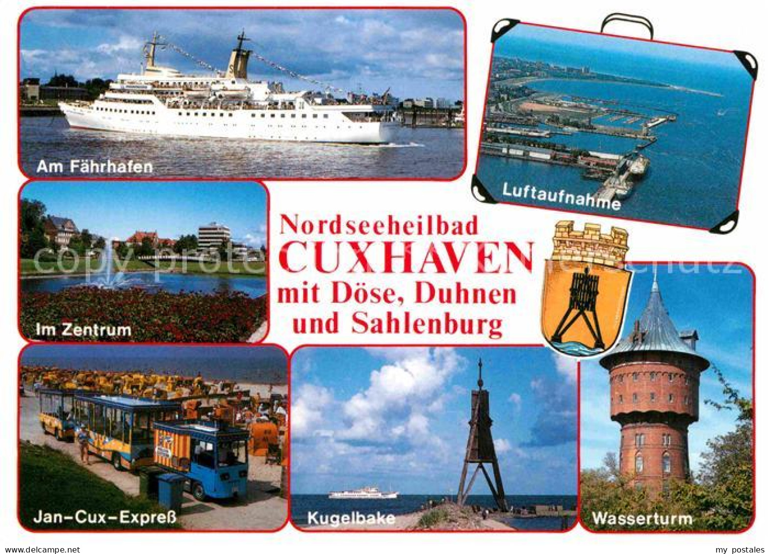 72670250 Cuxhaven Doese Nordseebad Wasserturm Faehrhafen Jan-Cux-Express Flugauf - Cuxhaven
