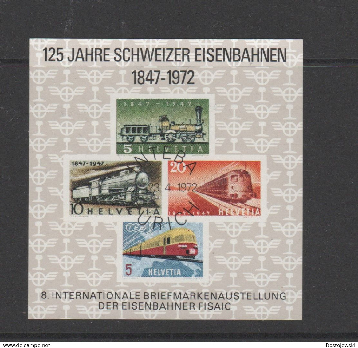 Schweiz, Vignettenblock INTEBA 1972, Eisenbahnen - Andere & Zonder Classificatie