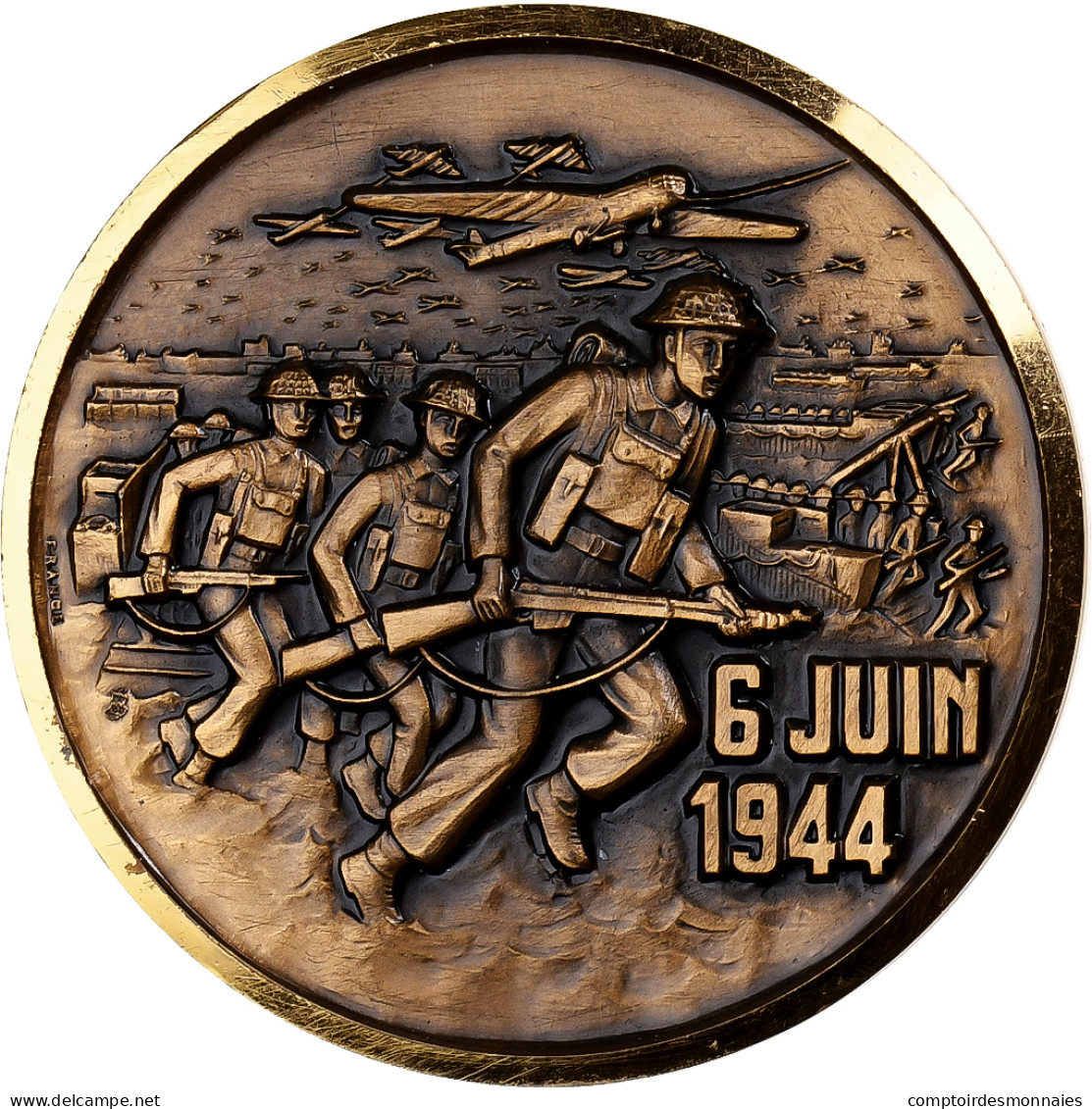 France, Médaille, Débarquement De Normandie, 1944, Bronze, SPL - Other & Unclassified