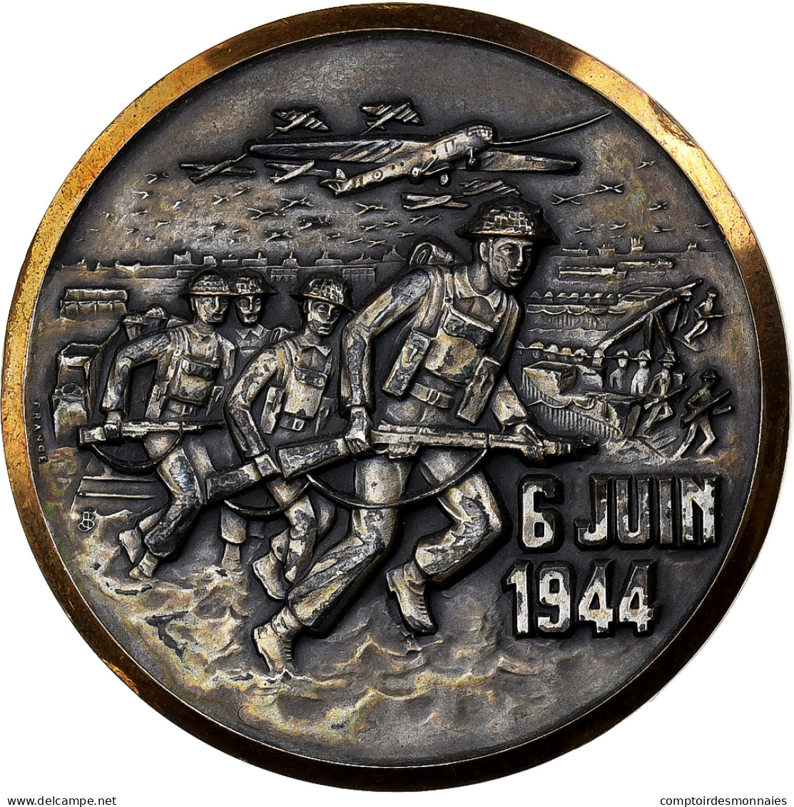 France, Médaille, Débarquement De Normandie, 1944, Bronze Argenté, SUP - Autres & Non Classés