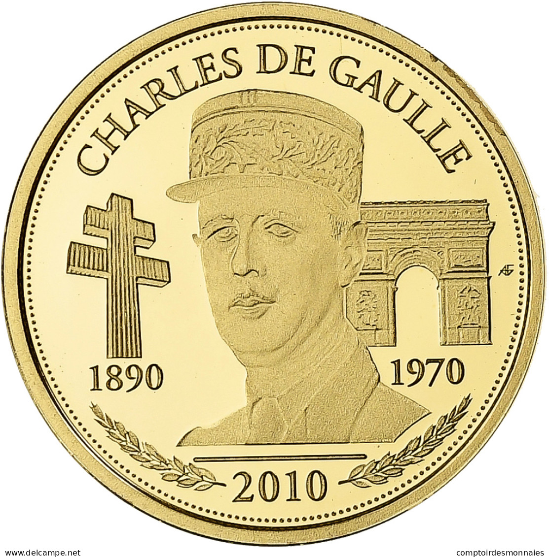 France, Médaille, Charles De Gaulle, 2010, Or, FDC - Sonstige & Ohne Zuordnung