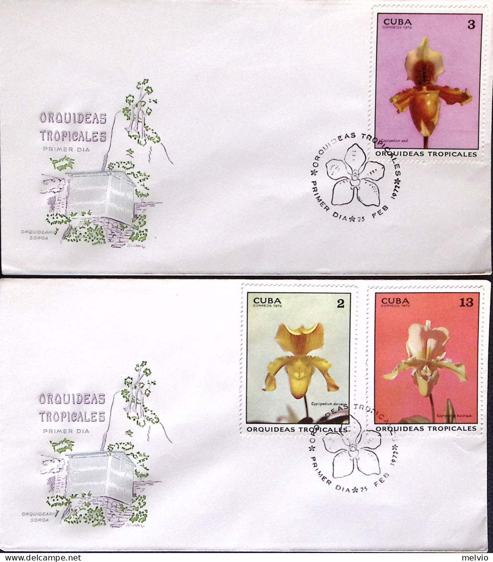 1972-Cuba Orchidee, Serie Completa, Su Quattro Fdc - Other & Unclassified