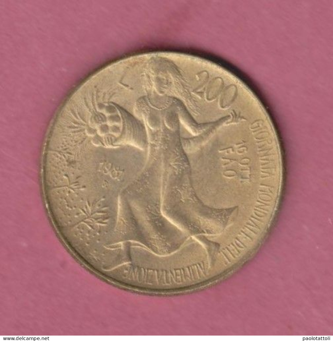 Italia, 1981- 200 Lire. Circulating Commemorative Coin-Bronzital- Obverse Villa Lubin. Reverse Young Female - 200 Lire