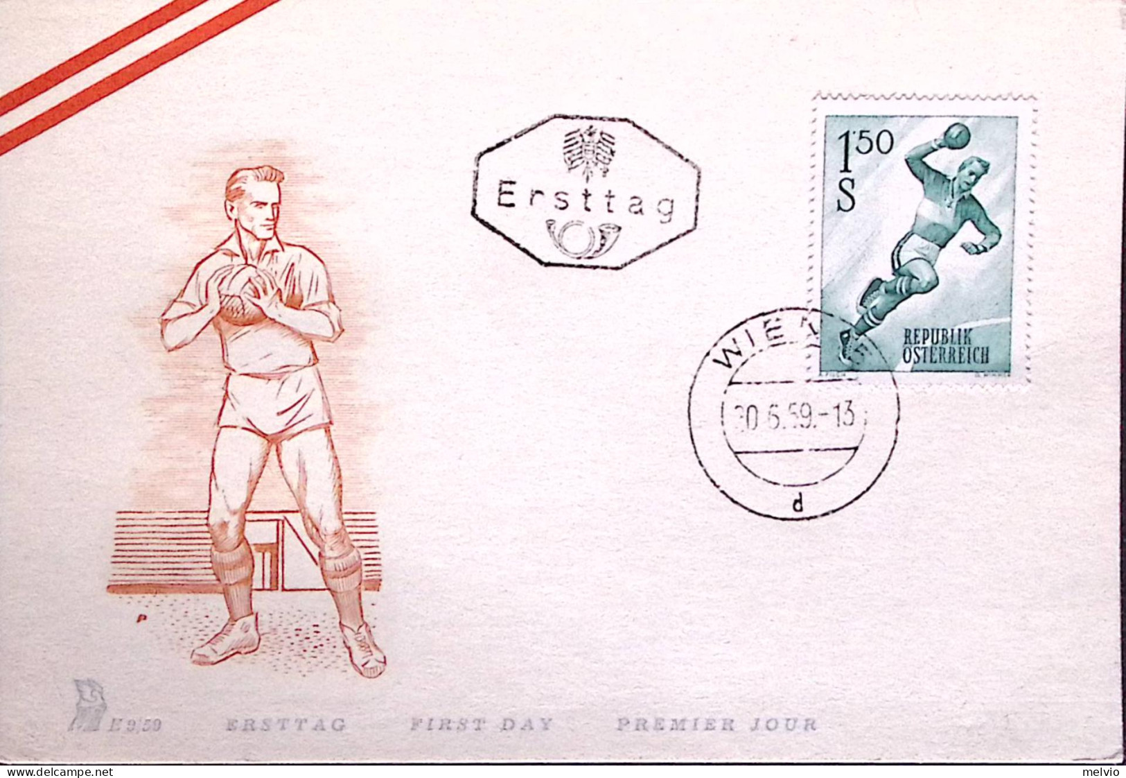 1959-Austria Sport Pallamano S.1,50 Su Busta Fdc - FDC