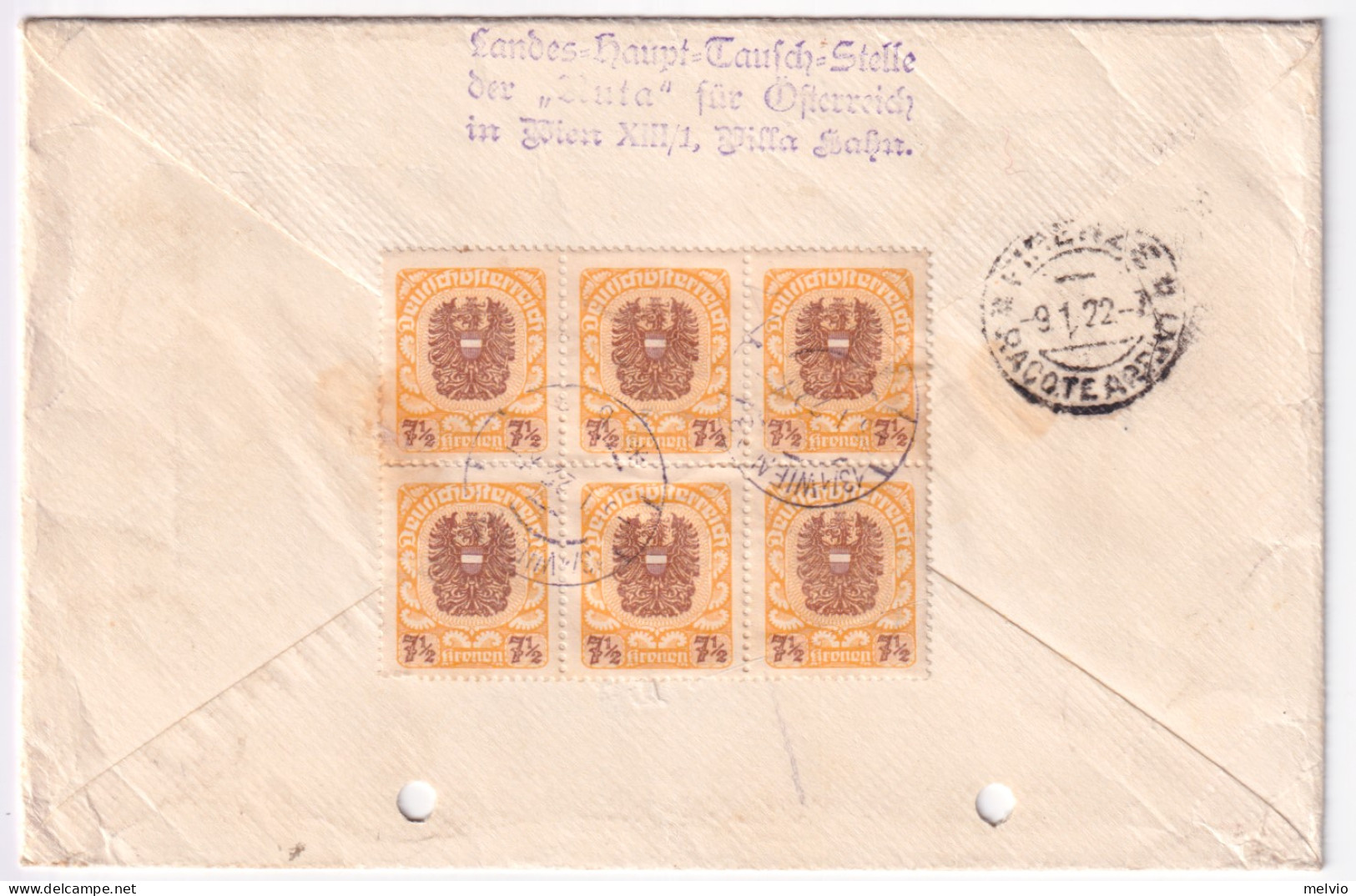 1922-AUSTRIA Stemma Kr.4 E Coppia Kr.2 + (al Verso) Blocco Sei Kr.7,5 (227/8+230 - Other & Unclassified