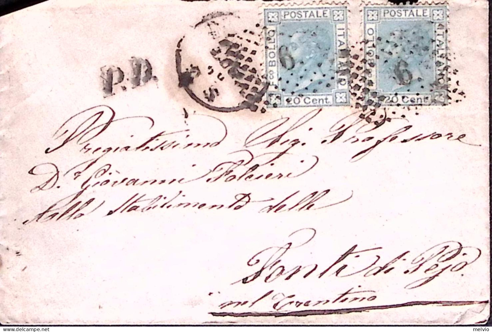 1869-EFFIGIE Coppia C.20 De La Rue Su Busta Per L'Austria - Marcophilie