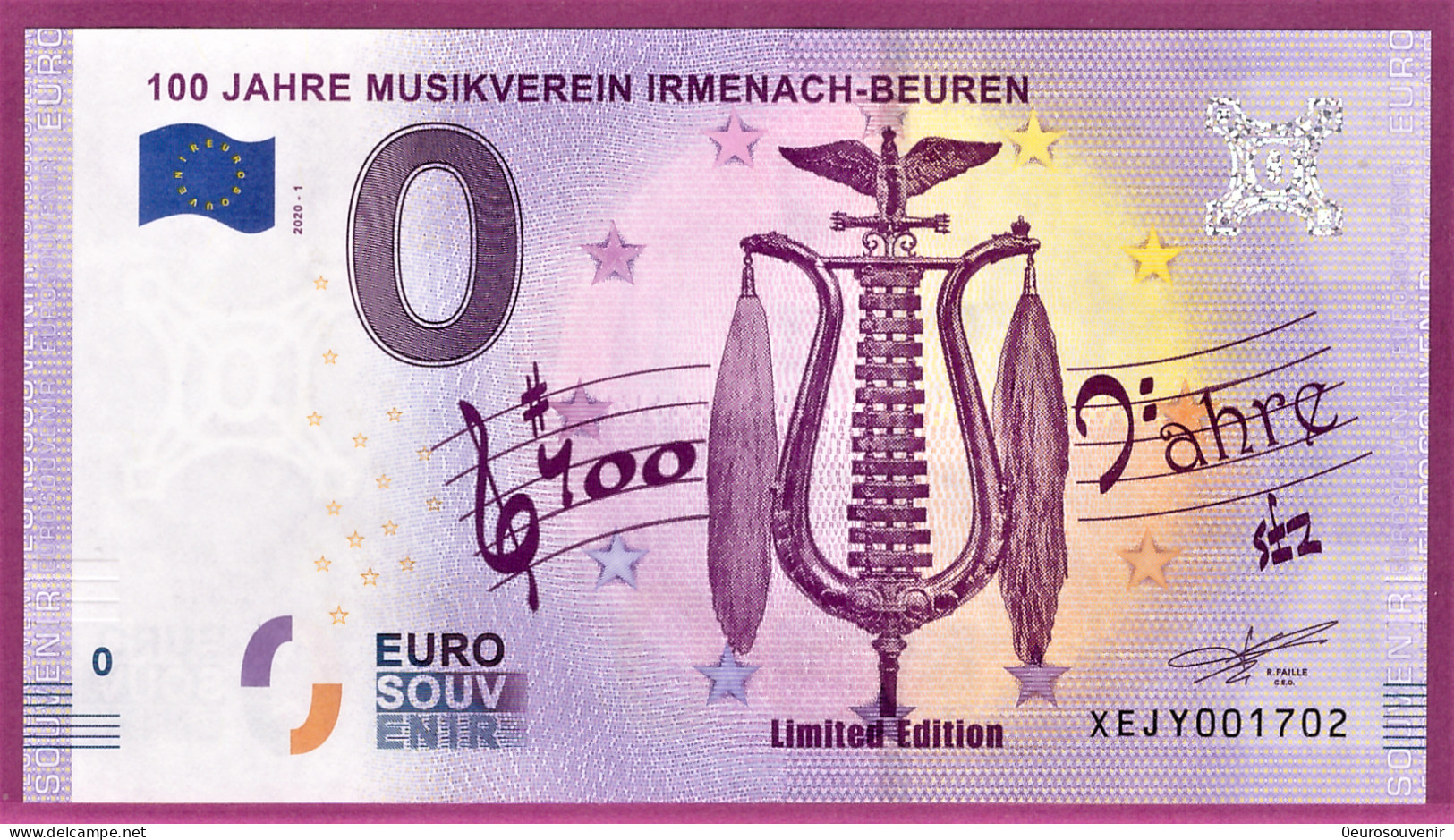 0-Euro XEJY 2020-1 100 JAHRE MUSIKVEREIN IRMENACH-BEUREN - Privatentwürfe