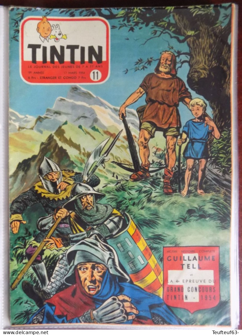 Tintin N° 11-1954 Couv. Laudy - Guillaume Tell - Tintin