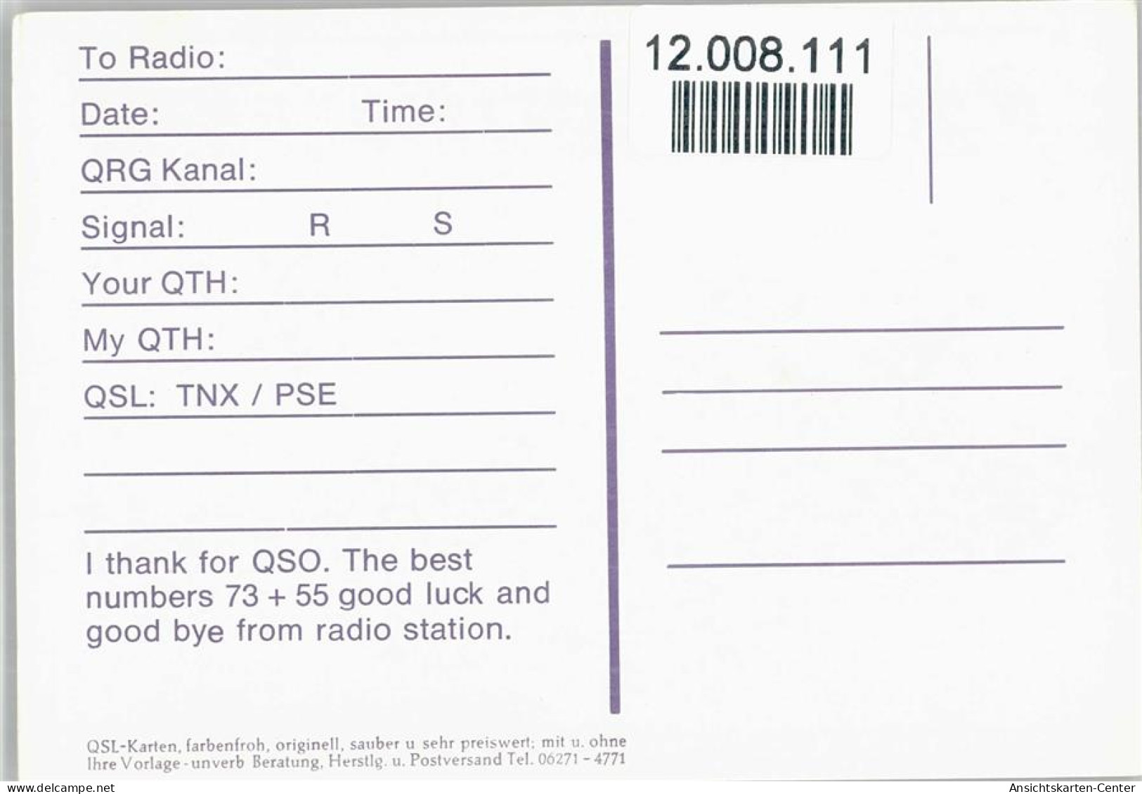 12008111 - Qsl-Karten CB Station Yankee - Cowboy - - Other & Unclassified