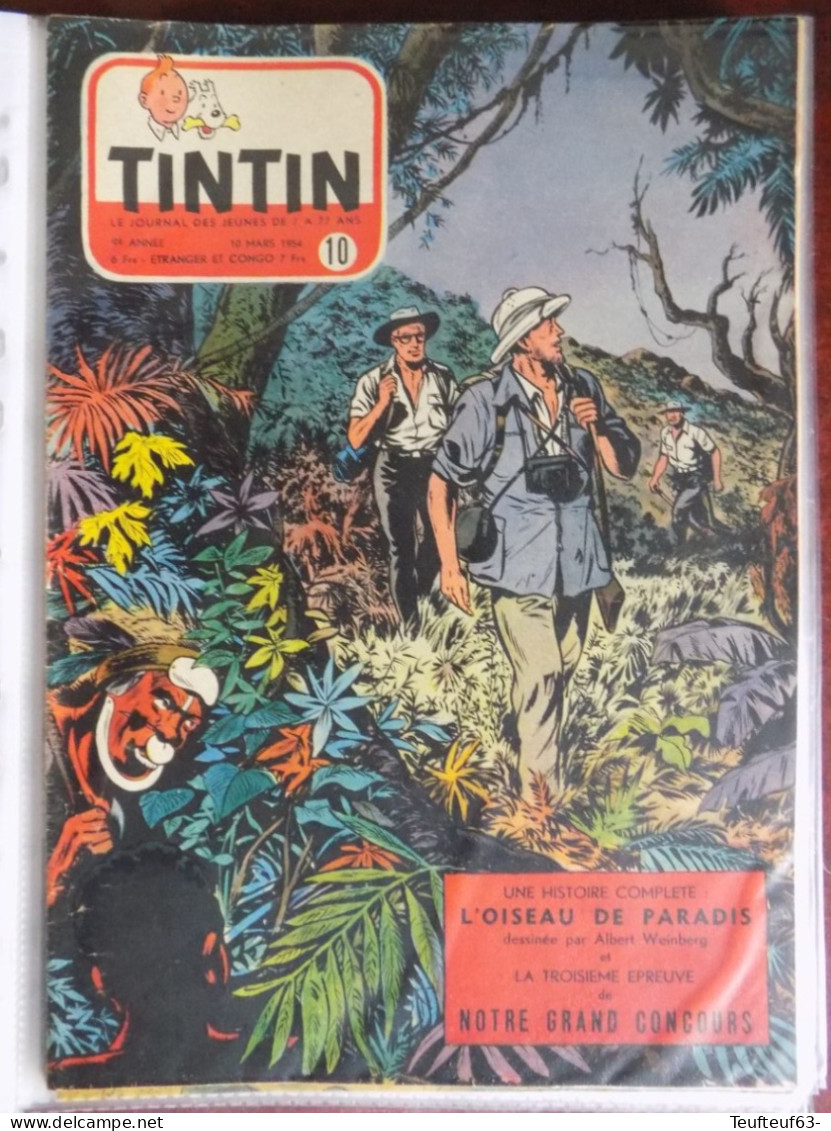 Tintin N° 10-1954 Couv. Weinberg " Oiseau De Paradis " - Scooter Lambretta - Tintin