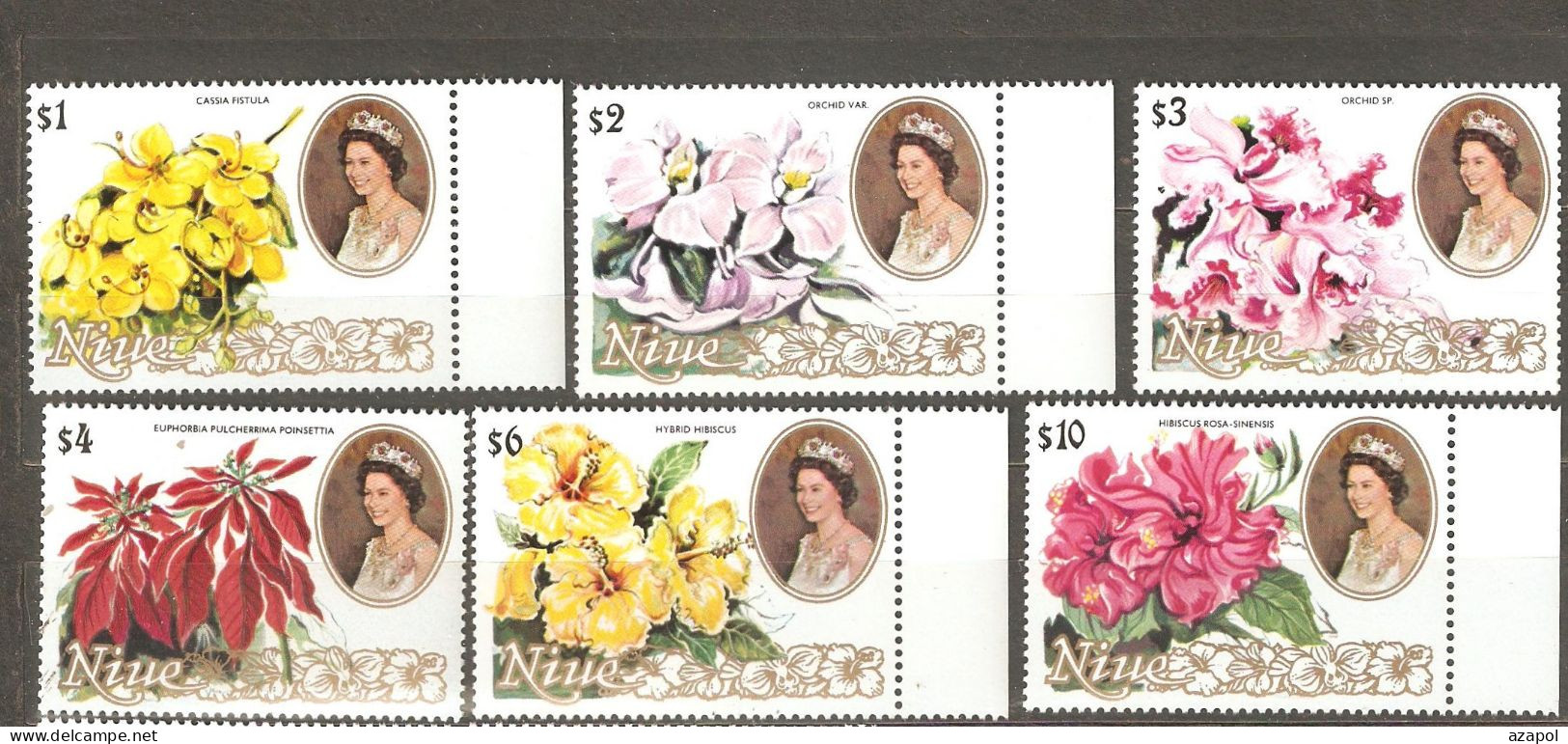 Niue: Set Of 6 Mint Stamps, Flowers, 1981, Mi#406-11, MNH - Niue