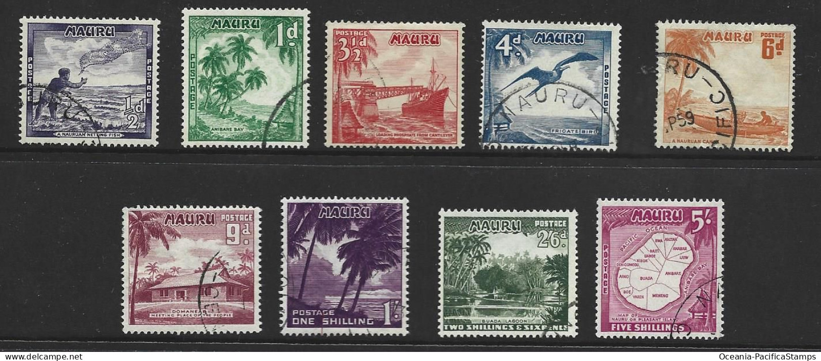 Nauru 1954 Definitives Set Of 9 FU - Nauru