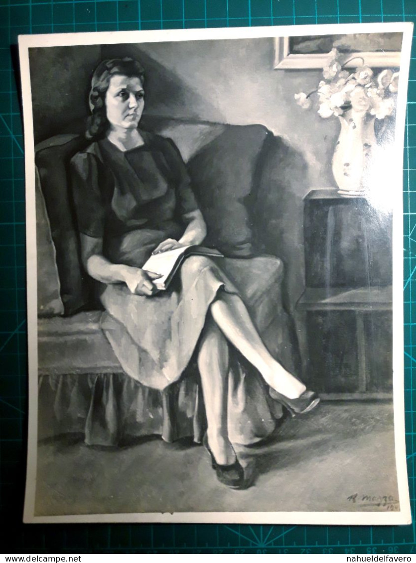 PHOTOGRAPHIE En Noir Et Blanc. (Taille 23cm. X 14cm. Environ). Oeuvre D'art (peinture, Tableau) Femme Lisant Un Livre As - Amerika