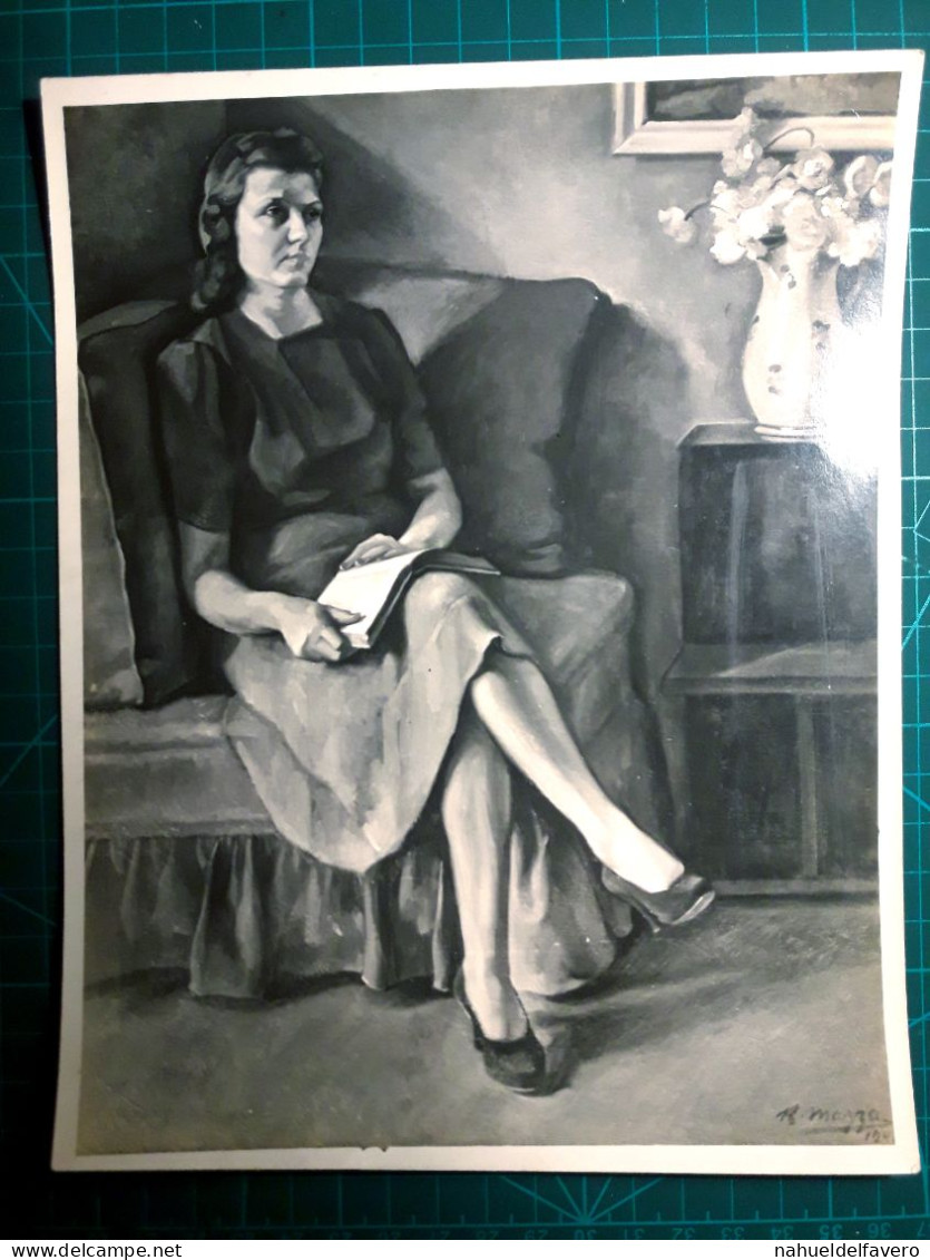 PHOTOGRAPHIE En Noir Et Blanc. (Taille 23cm. X 14cm. Environ). Oeuvre D'art (peinture, Tableau) Femme Lisant Un Livre As - America