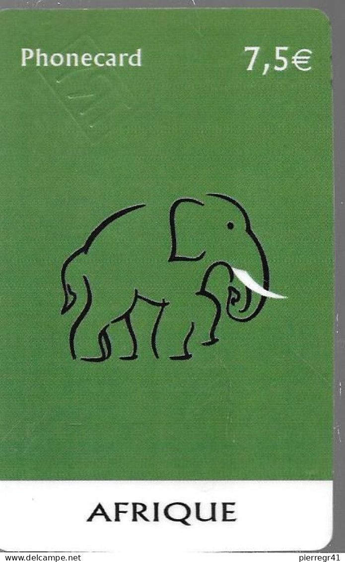 CARTE-PREPAYEE-FR-AFRIQUE-7.5€-ELEPHANT-Gratté-TBE - Oerwoud